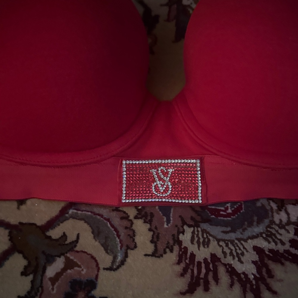 Victoria's Secret Red Bra with Embellished Logo